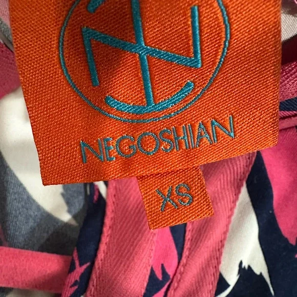 NWT Tracy Negoshian Navy Blue /Pink/ White Geometric Pattern Sleeveless Dress - Picture 4 of 7